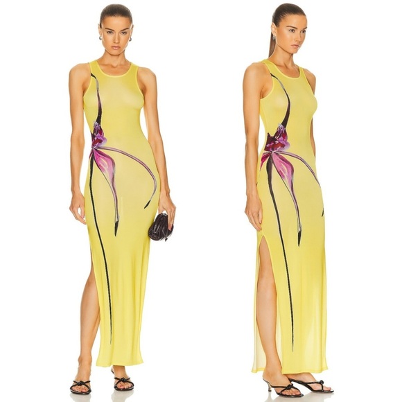 LOUISA BALLOU Sea Breeze Dress Caledonia Orchid Yellow Size Small - Picture 2 of 15